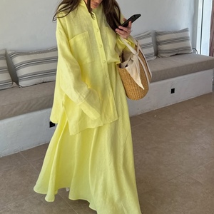 เสื้อเชิ้ตแขนยาวหลวมๆ กระโปรงครึ่งตัว ชุดลำลองผู้หญิง 2 ชิ้น แฟชั่น - Product Image 3