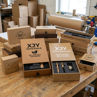 XJY, venta al por mayor, respetuoso con el medio ambiente, logotipo impreso personalizado, Marrón cartón, papel Kraft, carpetas abiertas para el vientre, forro de esponja en relieve