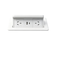 Prise de bureau coulissante latérale, 2 prises électriques standard britanniques, USB type C, blanc