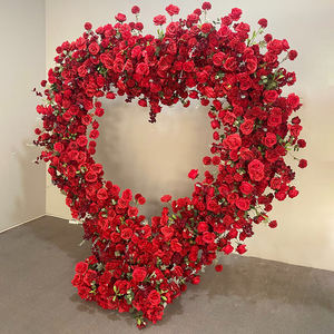 K-0508 हस्तनिर्मित यथार्थवादी दिल के आकार की शादी की सजावट लाल सफेद गुलाब का फूल मेहराब कृत्रिम फूल - Product Image 5