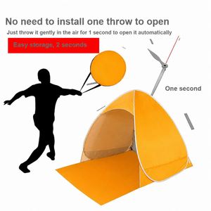 Tente de plage instantanée ultralégère pour le camping en plein air, imperméable, protection solaire UV pour l'été, pour 4 personnes, tissu polyester Oxford - Product Image 2
