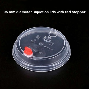 Tapas de plástico desechables para taza de plástico, de grado alimenticio, de inyección de calibre de 90mm, impermeables <span class=keywords><strong>con</strong></span> tapón en forma de corazón rojo - Product Image 5