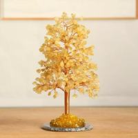 Arbre à monnaie de Noël en cristal naturel, arbre bonsaï en fil de cuivre entièrement enveloppé à la main avec base en tranche d'agate, porte-bonheur