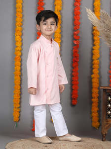 Ensemble Kurta Pyjama Blanc pour Garçons, Vêtements Ethniques Indiens Traditionnels, Costume Kurta Festif pour Enfants, Tenue Kurta Pyjama en Coton Confortable - Product Image 3
