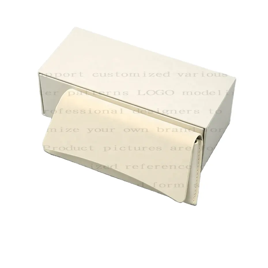 Yeni deri yan yumuşak Pu beyaz sert gözlük kutusu özel güneş gözlükleri kutu ambalaj seti