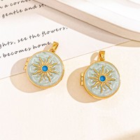 Pendentif Médaillon Cœur Soleil et Lune à ouverture pour photos, Accessoires de Bijoux DIY pour Collier Femme, Vente en Gros