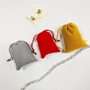 Toptan nakit emtia 7*9cm kırmızı ve siyah İpli kadife çanta takı için - Product Image 6