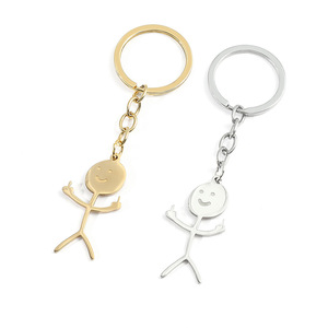Porte-clés amusant en acier inoxydable avec petit <span class=keywords><strong>homme</strong></span> dessiné à la main, accessoires pour porte-clés, article tendance - Product Image 1