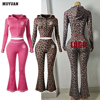 Ensemble décontracté deux pièces en coton et élasthanne à manches longues et pantalon long, style Y2K, pour femme, collection automne, en gros, en stock, logo personnalisé, OEM
