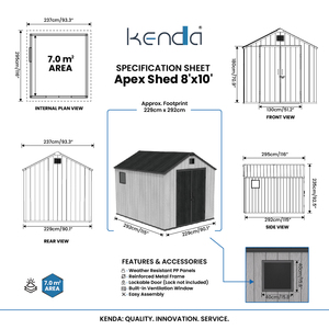 <span class=keywords><strong>Caseta</strong></span> de Jardín de Plástico Personalizada KENDA de 8x10 pies, Acabado con Aspecto de <span class=keywords><strong>Madera</strong></span>, Resistente a los Rayos UV, Fácil de Montar, para Patio Trasero, Balcón, Patio Escolar - Product Image 2