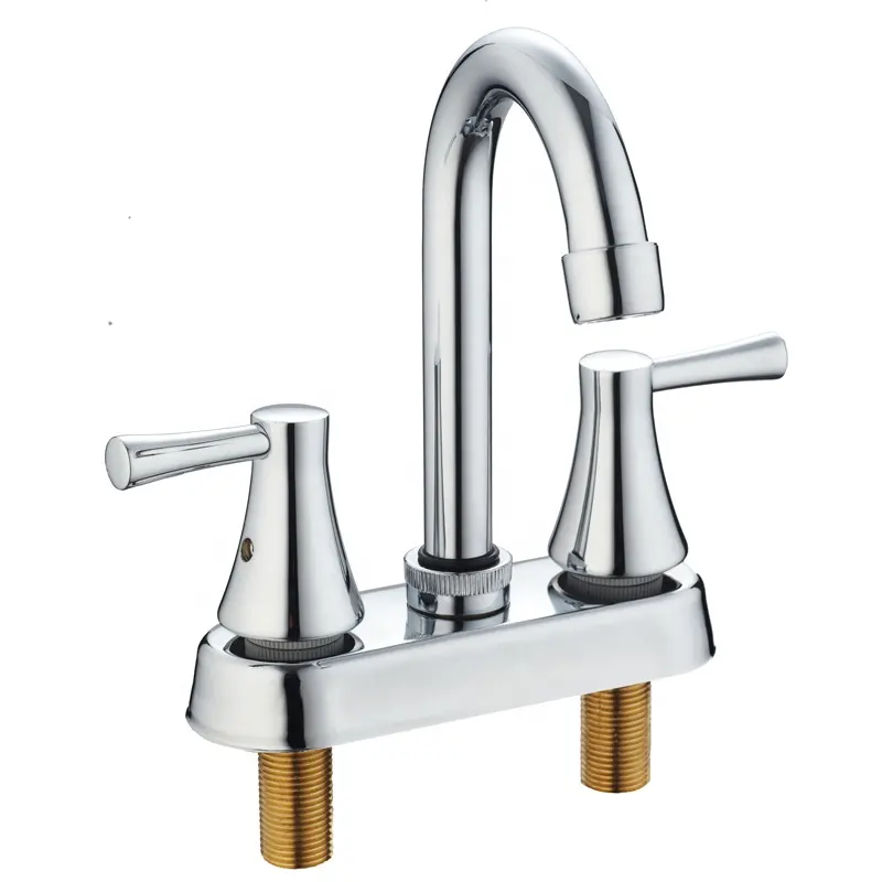 Grifo de doble manija High Quality Chrome Plating South American Style 4 Inch Sink Mixer Double Handle Bathroom Faucets