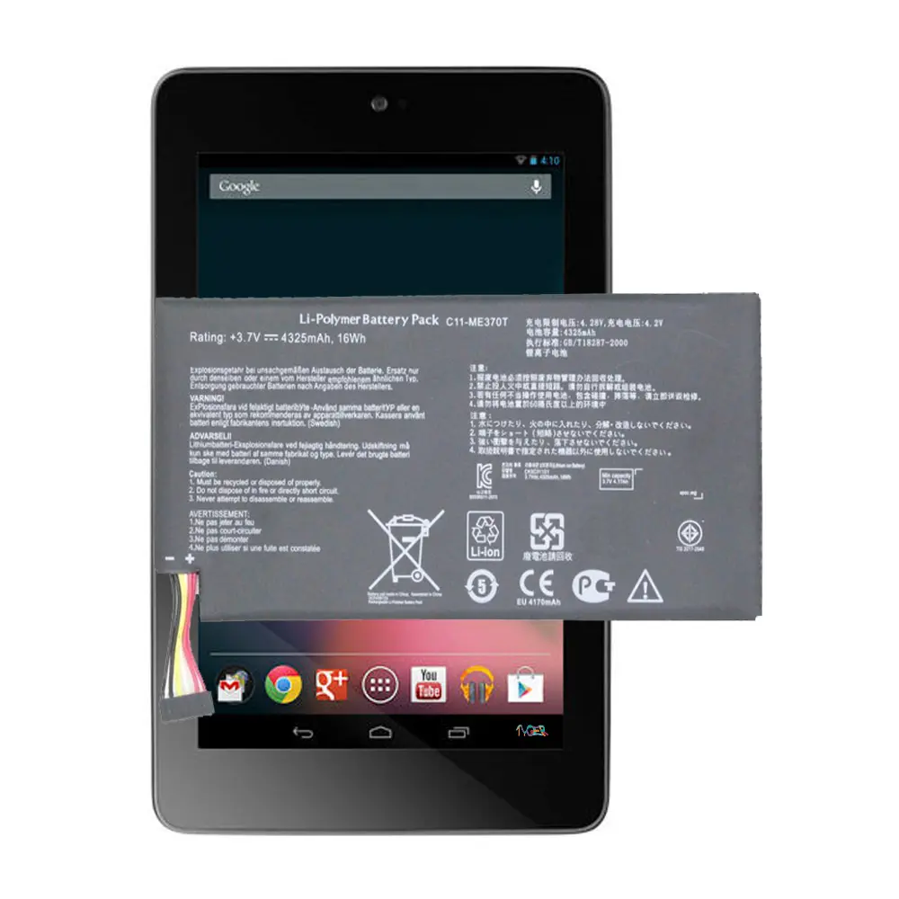 ASUS Google Nexus 7 1ST Gen (2012) タブレット4325mAhの新しい電話バッテリー交換C11-ME370T新品0サイクル