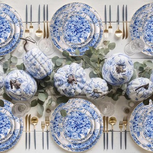Ensemble d'assiettes en céramique hortensia européen Thème botanique Vaisselle en porcelaine osseuse pour restaurant et hôtel Banquet 4 pièces - Product Image 5