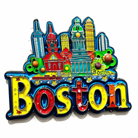 Aimants de réfrigérateur personnalisés avec logo en métal, souvenirs de Boston, autocollants magnétiques pour fabricants d'aimants de réfrigérateur
