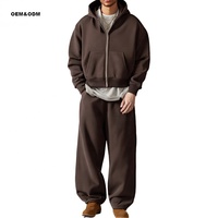 Ensemble décontracté pour homme en molleton, sweat à capuche uni, coupe ample, pantalon large, confortable, deux pièces, pour l'automne