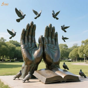 Personalizado City Park Paisaje Decoración Grande Moderno Mano Fundida Metal Latón Abstracto Estatua <span class=keywords><strong>de</strong></span> Mano y Paloma Bronce Escultura PARA LA Venta - Product Image 6