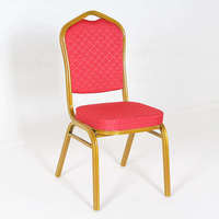 Chaise de banquet empilable en métal avec assise rembourrée en tissu à motif de points pour hôtel, conférence, mariage, réception, salle de fête