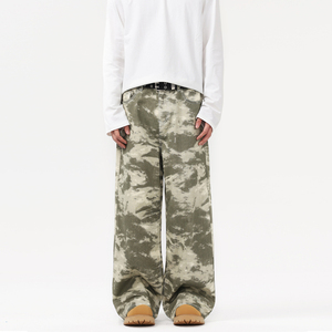 <span class=keywords><strong>Pantalon</strong></span> Camouflage 100% Coton Toile Vintage Style <span class=keywords><strong>Américain</strong></span> pour Homme Coupe Droite Ample Tie-Dye Respirant Anti-Plis - Product Image 1