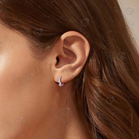 Boucles d'oreilles créoles Gemnel Fine Tendance en argent sterling 925 avec diamants sertis griffe, accessoires quotidiens