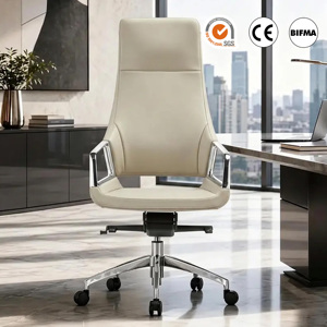 Chaise de <span class=keywords><strong>direction</strong></span> ergonomique pivotante en <span class=keywords><strong>cuir</strong></span> à dossier haut avec support lombaire pour manager, PDG, <span class=keywords><strong>bureau</strong></span> à domicile - Product Image 2