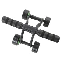 Rouleau abdominal multifonctionnel à 4 roues avec bandes de résistance, rouleau de fitness géant pour entraînement abdominal