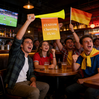 1 Megáfono Personalizado Colorido con Bandera y Patrón |   Multicolor para Eventos Deportivos, Partidos de Fútbol y Celebraciones