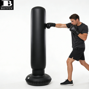 <span class=keywords><strong>Sac</strong></span> de <span class=keywords><strong>frappe</strong></span> gonflable autoportant en PVC noir durable, colonne de cible de boxe pour enfants et adultes, entraînement de kickboxing à domicile - Product Image 1