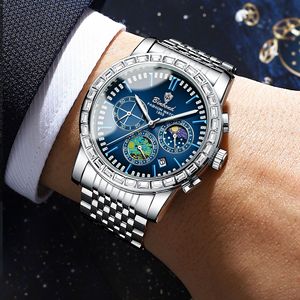 Binbond Men's Watch Stainless Steel Strap Moon Phase Luminous Water Resistant Quartz Watch - Product Image 2