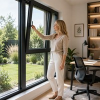 Fenêtre à battant et à basculer en aluminium et verre, option économique, pour une pièce lumineuse et bien aérée, avec mécanisme sécurisé, ouverture vers l'intérieur, idéale pour les logements compacts, qualité standard.