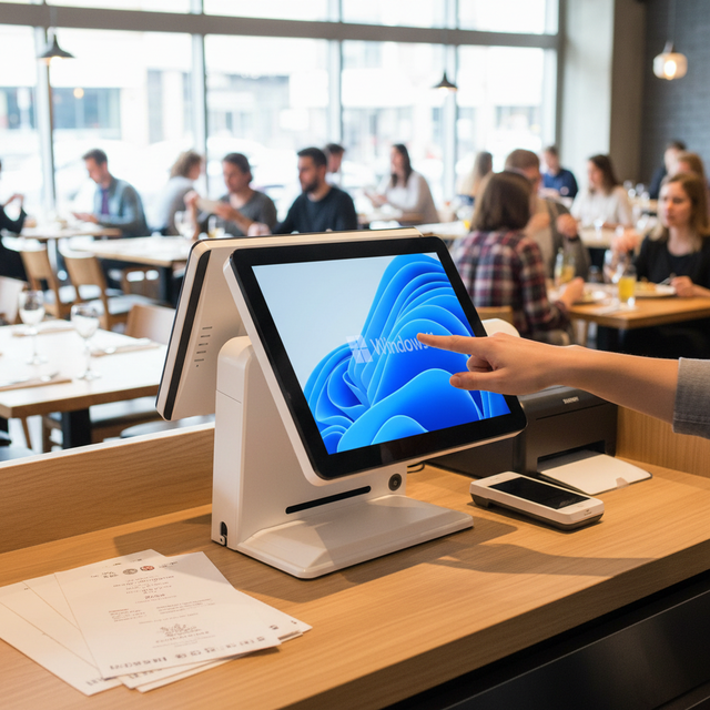 Windows 10 Restaurant Retail Touch POS Terminal with Intel I5 CPU Bluetooth 5.2 & Wi-Fi 6 All-in-One POS System
