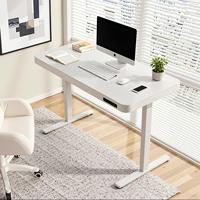 Bureau réglable à moteur unique adapté à plusieurs scénarios de maison et de bureau avec un tiroir de rangement et un port de charge USB
