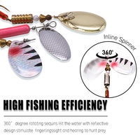 Ensemble de leurres spinner mixtes avec lame rotative en métal, spinnerbait et hameçons triples à plumes, kit de pêche avec boîte en plastique