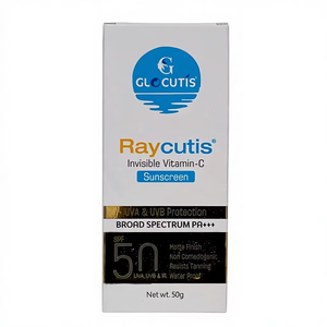 Glocutis Ray Cutis Vitamin C <b>Sunscreen</b> SPF 50 PA+++ Broad Spectrum UVA/UVB Protection Matte Finish, Water-Resistant - Product Image 4