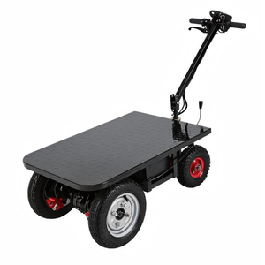 Chariot électrique à plateau plat 1000W, 4 roues, plateforme en acier, mobile, noir, revêtement poudré, 1200x800mm - Product Image 2