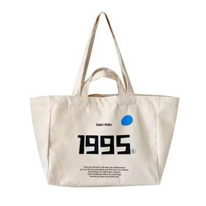 FS Dynertek New Fashion Design Custom Printing Letter Logo Color Women Cotton Canvas Shoulder Strap Tote <b>Bags</b> <b>Medium</b> <b>Size</b> - Product Image 6