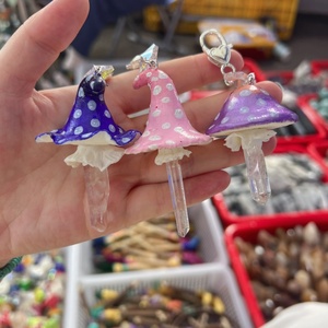 Bán Hot đá tự nhiên chữa bệnh tinh thể rõ ràng thạch anh điểm nấm Keychain đá quý thạch anh để trang trí - Product Image 1