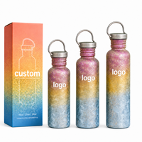 Bouteille d'eau personnalisée en titane pur à paroi simple, légère, de 16, 20 ou 24 oz, avec couvercle, poignée et housse en tissu pour l'alpinisme