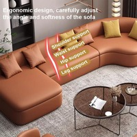 Ensemble de canapés modulaires en cuir PU de style italien minimaliste moderne en forme de L pour hôtel, salon et chambre à coucher