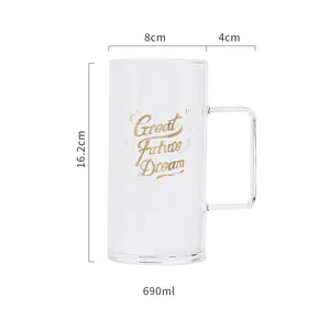 Taza de cristal de gran capacidad al por mayor con tapa taza de cerveza para beber té de oficina taza Nórdica