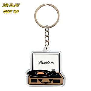 Folklore <strong>Record</strong> Player Acrylic <strong>Keychain</strong> Vintage Turntable With Vinyl &amp; Script Text, Durable Double-Sided Charm For Keys Or Bags - Product Image 1
