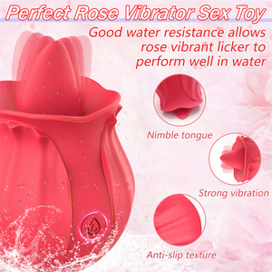 Vibratore per massaggio del corpo con rosa clitoride 2 IN 1 goditi un incredibile piacere sessuale 10 modalità di leccatura delle vibrazioni Mini massaggio alla masturbazione - Product Image 3