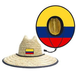 JAKIJAYI Venta al por mayor Sombrero de paja de playa con bandera de Ecuador y Colombia para hombre y mujer - Product Image 3