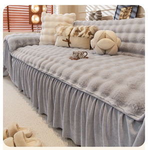 غطاء أريكة سميك من الفرو الصناعي مقاوم للتجعد وقابل للغسل في الغسالة، بتغطية كاملة وملمس شتوي فاخر - Product Image 2