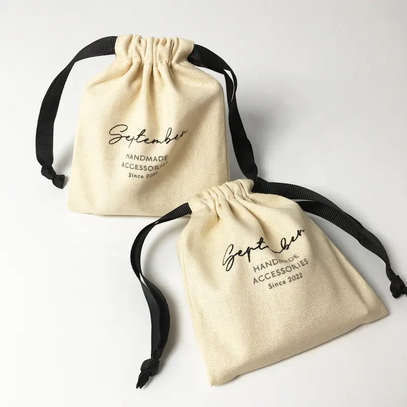 Biyobozunur % 100% pamuk kanvas büzme ipli kese çanta ile özel Logo küçük İpli hediye kesesi toz torbası