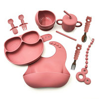 Ensemble d'alimentation pour bébé en silicone avec logo personnalisé Yuye, pour tout-petits, boîte cadeau, assiette à ventouse, bol, bavoir, cuillère, fourchette