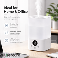 Humidificateur ultrasonique blanc OEM ODM pour chambre, bureau, hôtel, diffuseur de brume silencieux avec minuterie et affichage numérique intelligent