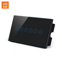TYSH pour application, interrupteur mural tactile intelligent WiFi 8 ou 6 gangs 16A pour éclairage LED, avec panneau en verre et matériaux PC, OEM/ODM