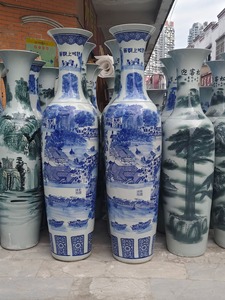 Grande <span class=keywords><strong>Vaso</strong></span> da Terra in <span class=keywords><strong>Ceramica</strong></span> <span class=keywords><strong>Blu</strong></span> e Bianca in Stile Cinese per Decorazione Hall Hotel - Product Image 6