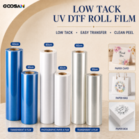 Film DTF UV à faible adhérence Goosam 30cm 60cm 100m Transparent A+B Film de transfert facile à décoller pour étiquettes d'emballage en papier et carton