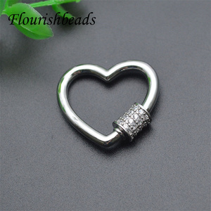 Fermoirs à vis en forme de cœur en Zircon cubique <span class=keywords><strong>plaqué</strong></span> or antirouille, sans Nickel, vente en gros - Product Image 3